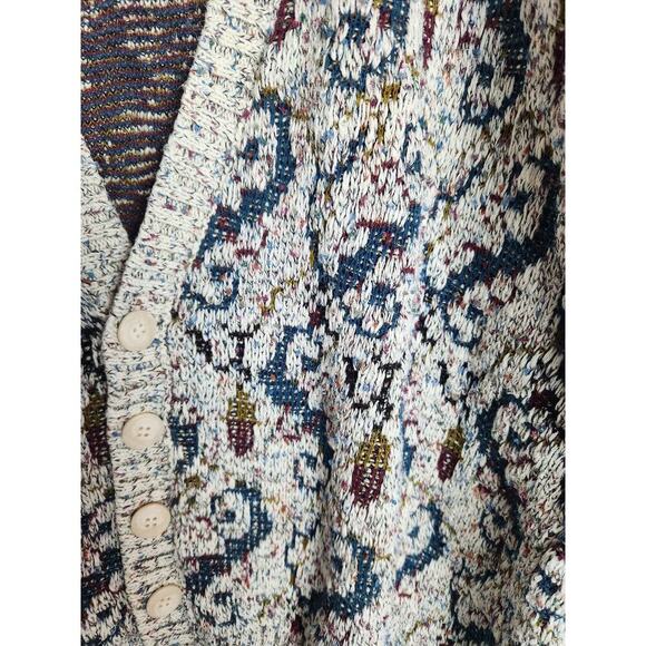 Vintage men's 3D knit button front cardigan sz XL grandpacore Academic preppy - Picture 2 of 7